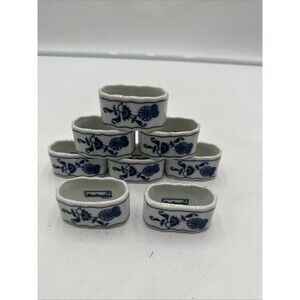 Blue Danube, Blue Onion: Set of 8 Napkin Rings
